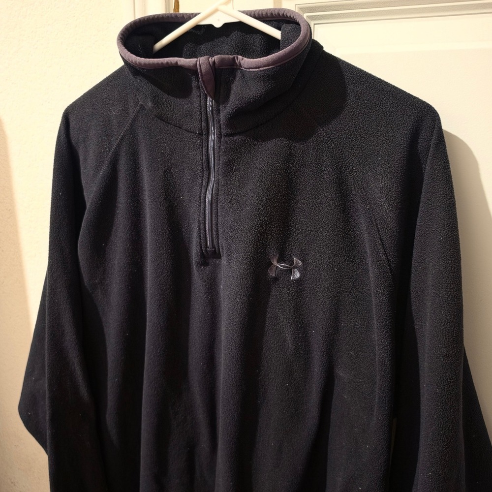 Under Armour Mens XXL Black Fleece Quarter Zip Pullover Performance Apparel